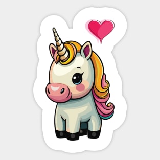 Cute, baby unicorn with heart Sticker